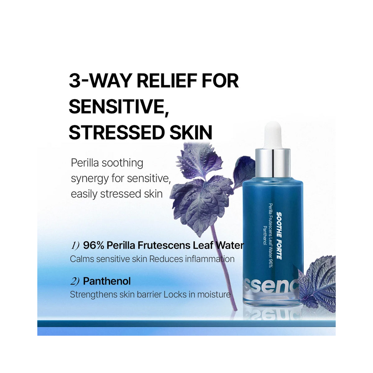 Essenciel Soothe Forte Ampoule with text saying "3-way relief for sensitive stressed skin.", image 46267795406998