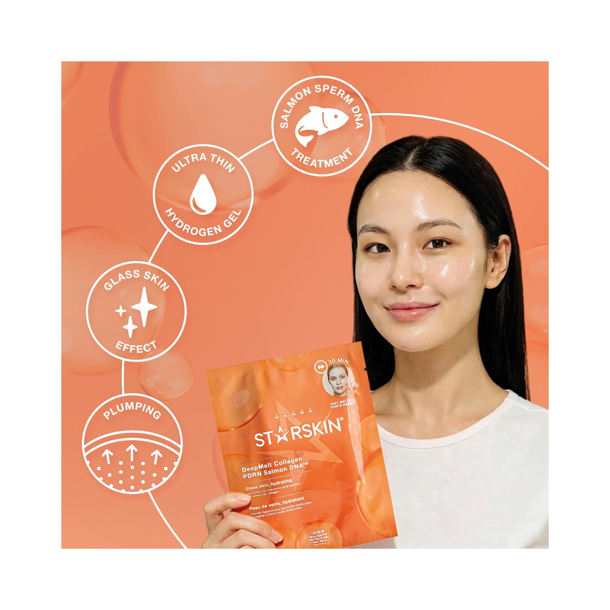 STARSKIN DeepMelt Collagen PDRN Hydrogel Face Mask / 4PK