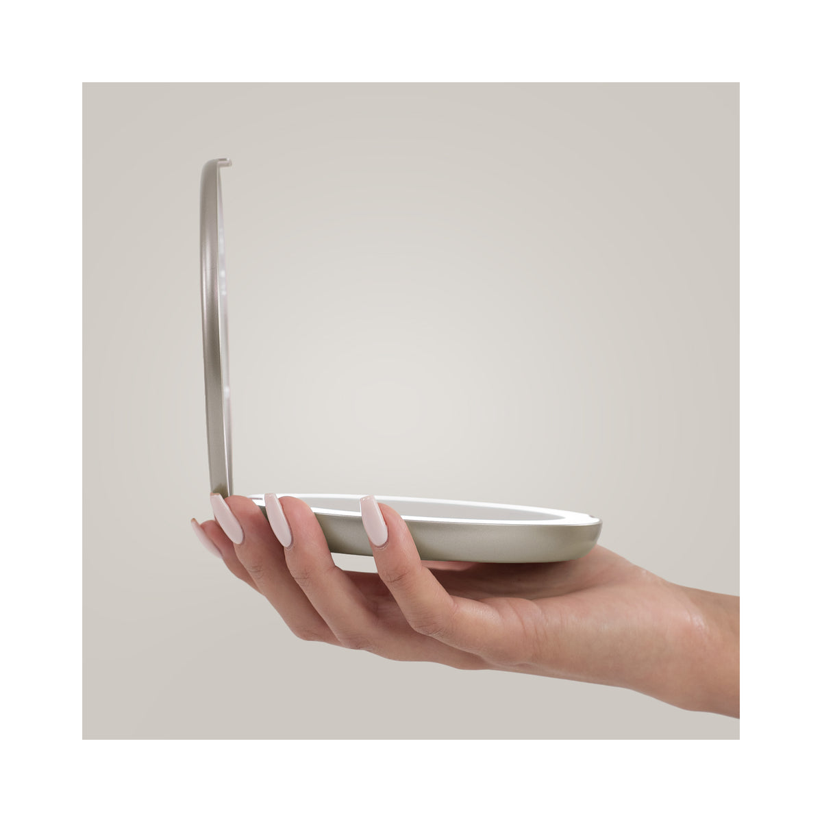 LUNA London COMPACT 2.0 7X 1X Magnifying LED Compact Mirror / SOFT STONE, image 46179772629142
