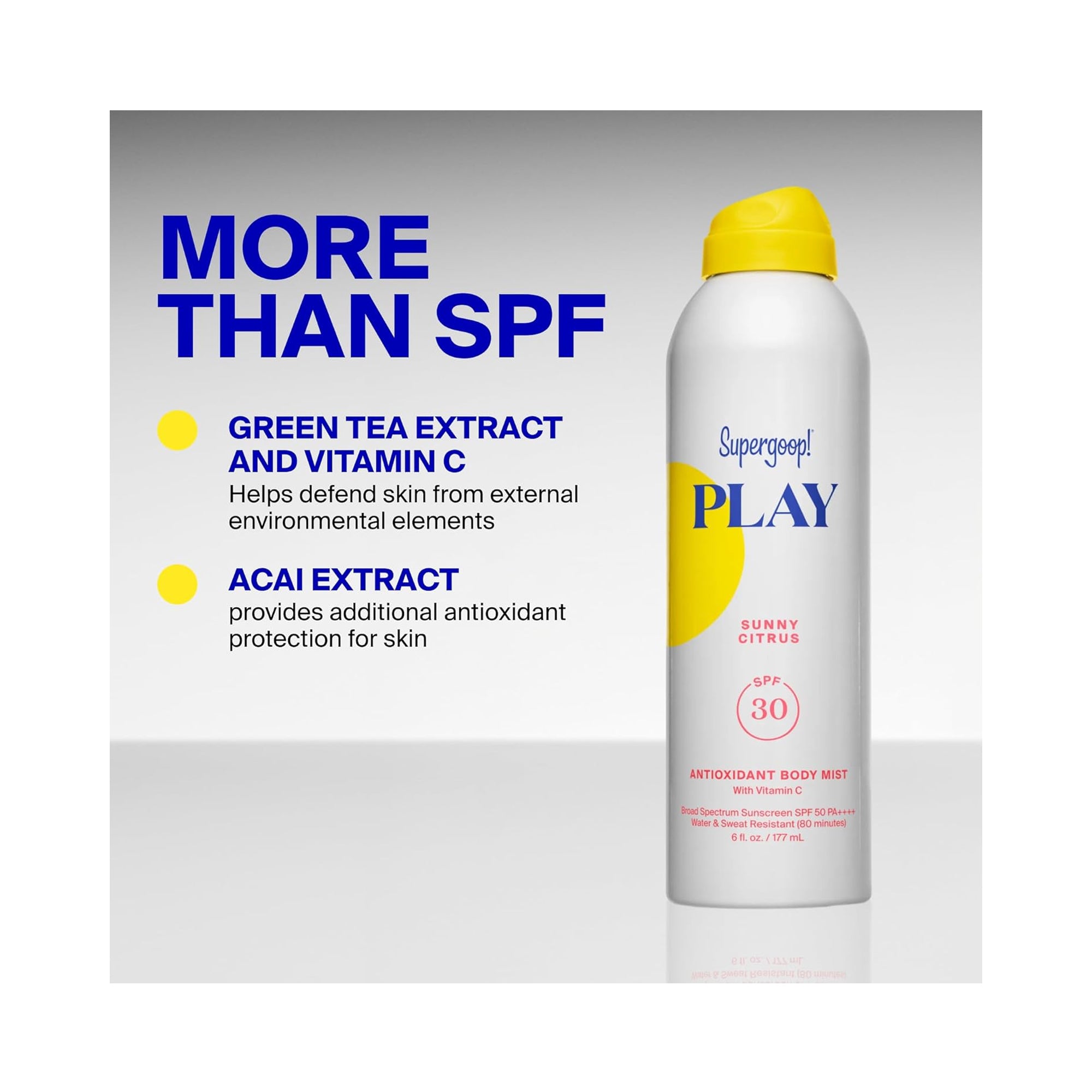 Supergoop! Play Antioxidant-Infused Body Mist SPF 50 with Vitamin C - Sunny Citrus / 6OZ