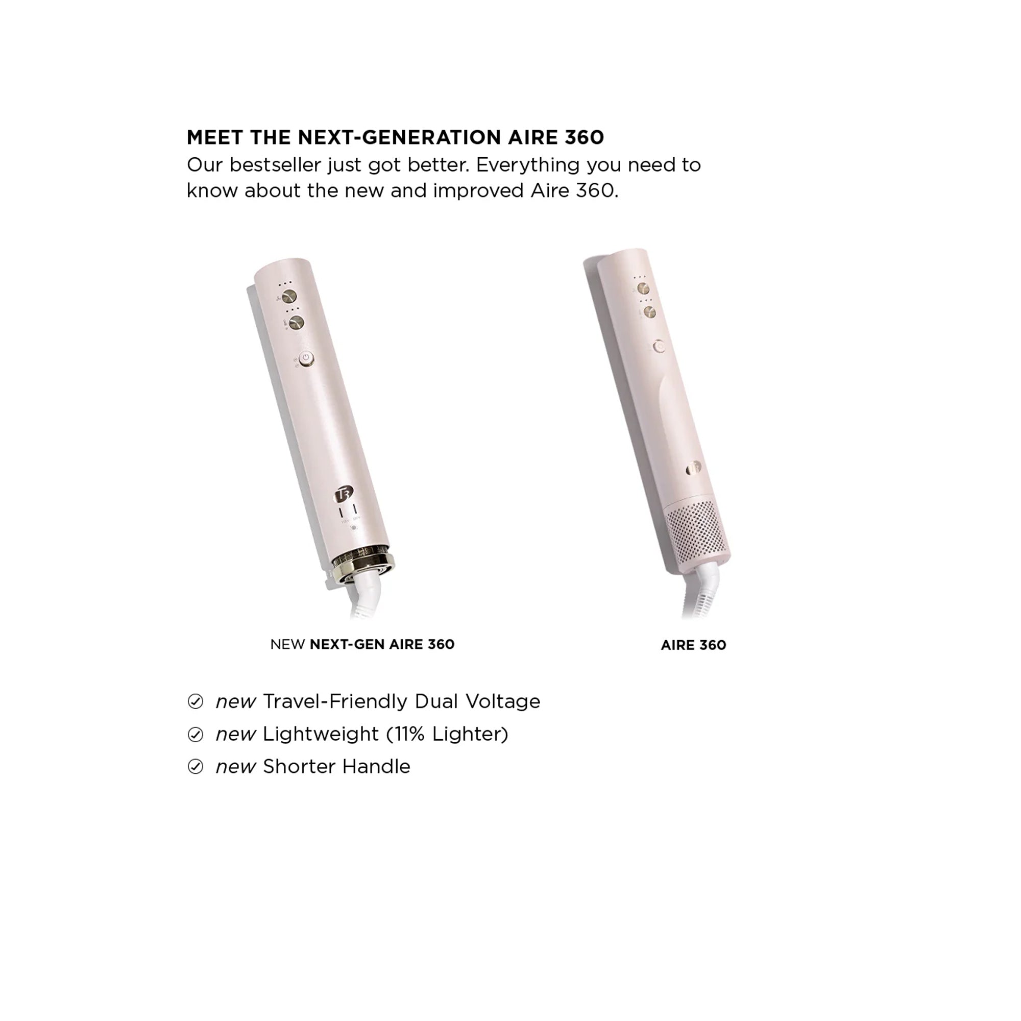 T3 Aire 360 Ceramic Dual Voltage Air Styler Blowout Kit / Blush
