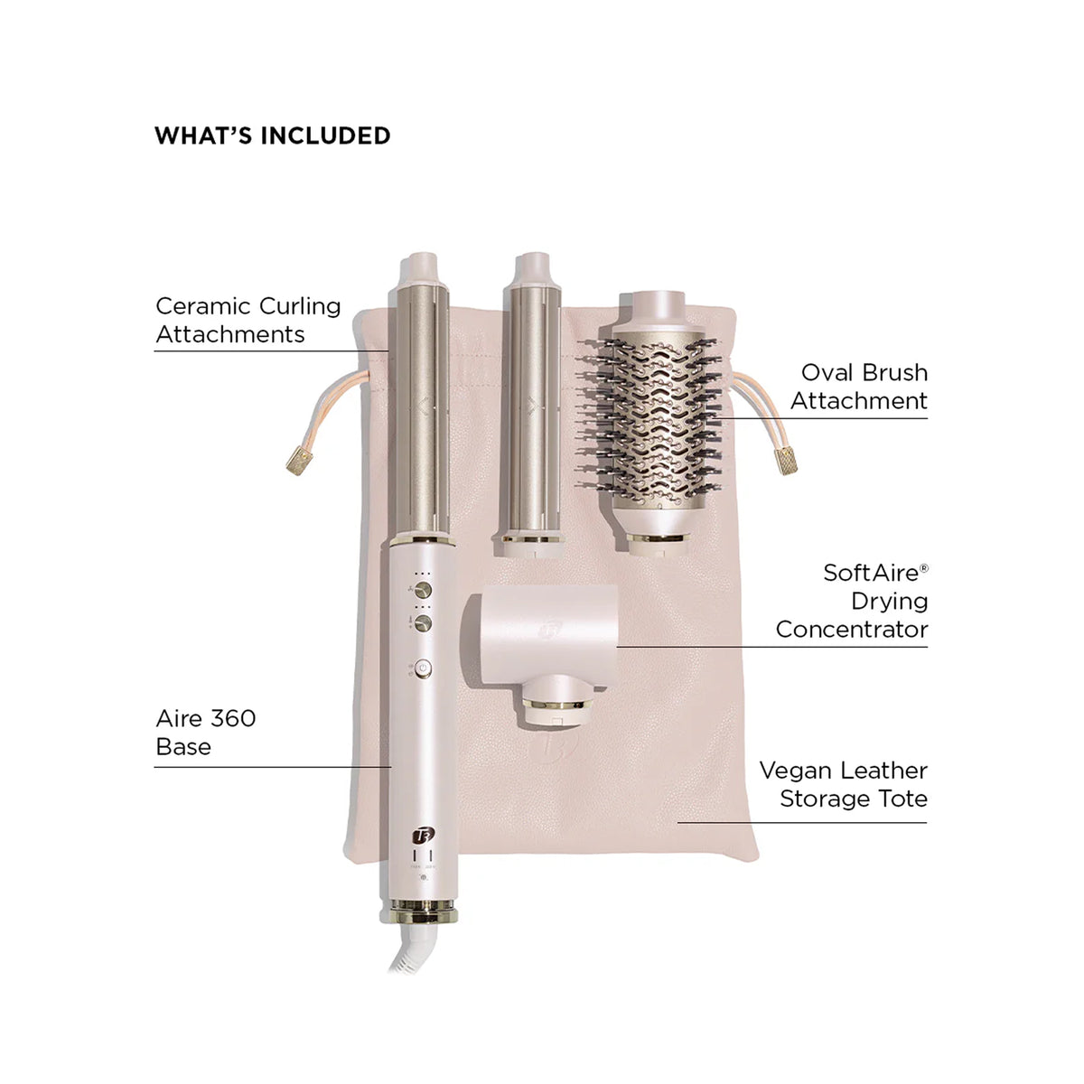 T3 Aire 360 Ceramic Dual Voltage Air Styler Blowout Kit / Blush, image 32515301343382