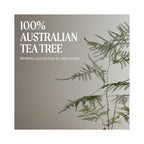 graphic with the text '100% AUSTRALIAN TEA TREE'
