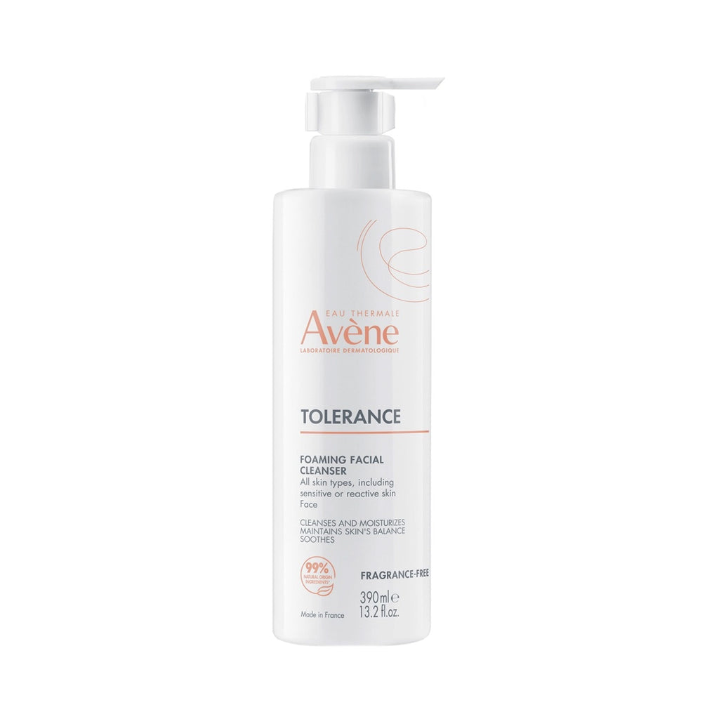 A 13.2 oz white bottle of Avene Tolerance Foaming Facial Cleanser with a white pump dispenser, shown on a plain white background. thumbnail 1