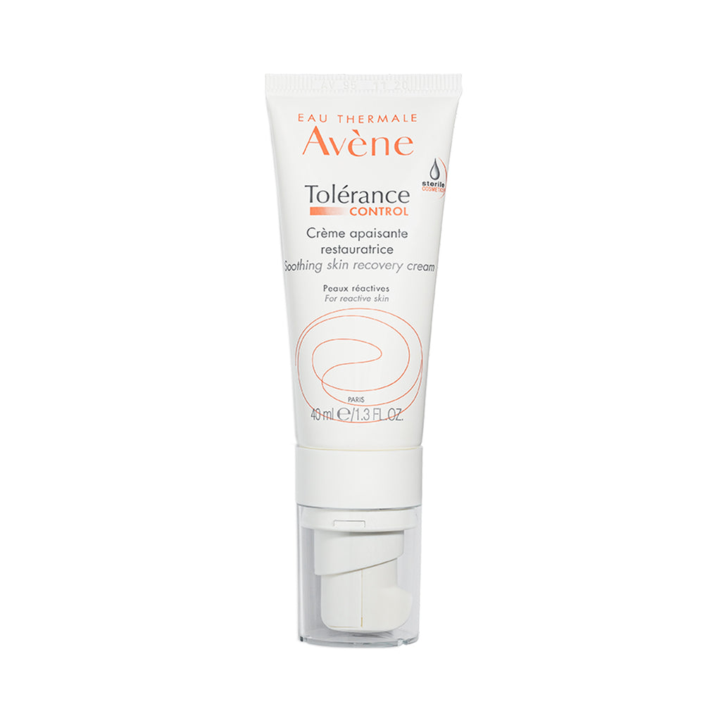 A 1.3 oz tube of Avene Tolerance Control soothing skin recovery cream, featuring a white pump tube with a clear cap thumbnail 1