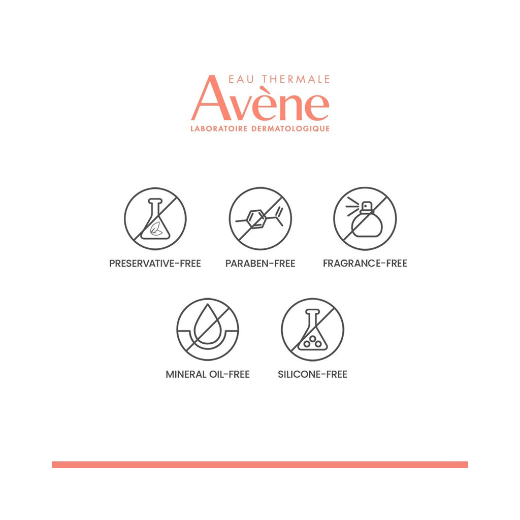 A white informational graphic indicating product benefits: preservative-free, paraben-free, fragrance-free, mineral oil-free, and silicone-free. thumbnail 6