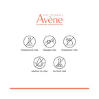 A white informational graphic indicating product benefits: preservative-free, paraben-free, fragrance-free, mineral oil-free, and silicone-free.