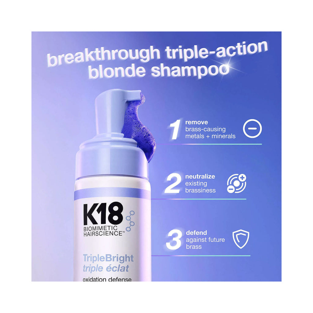 K18 Biomimetic TripleBright Oxidation Defense Purple Shampoo Foam / 4.2OZ