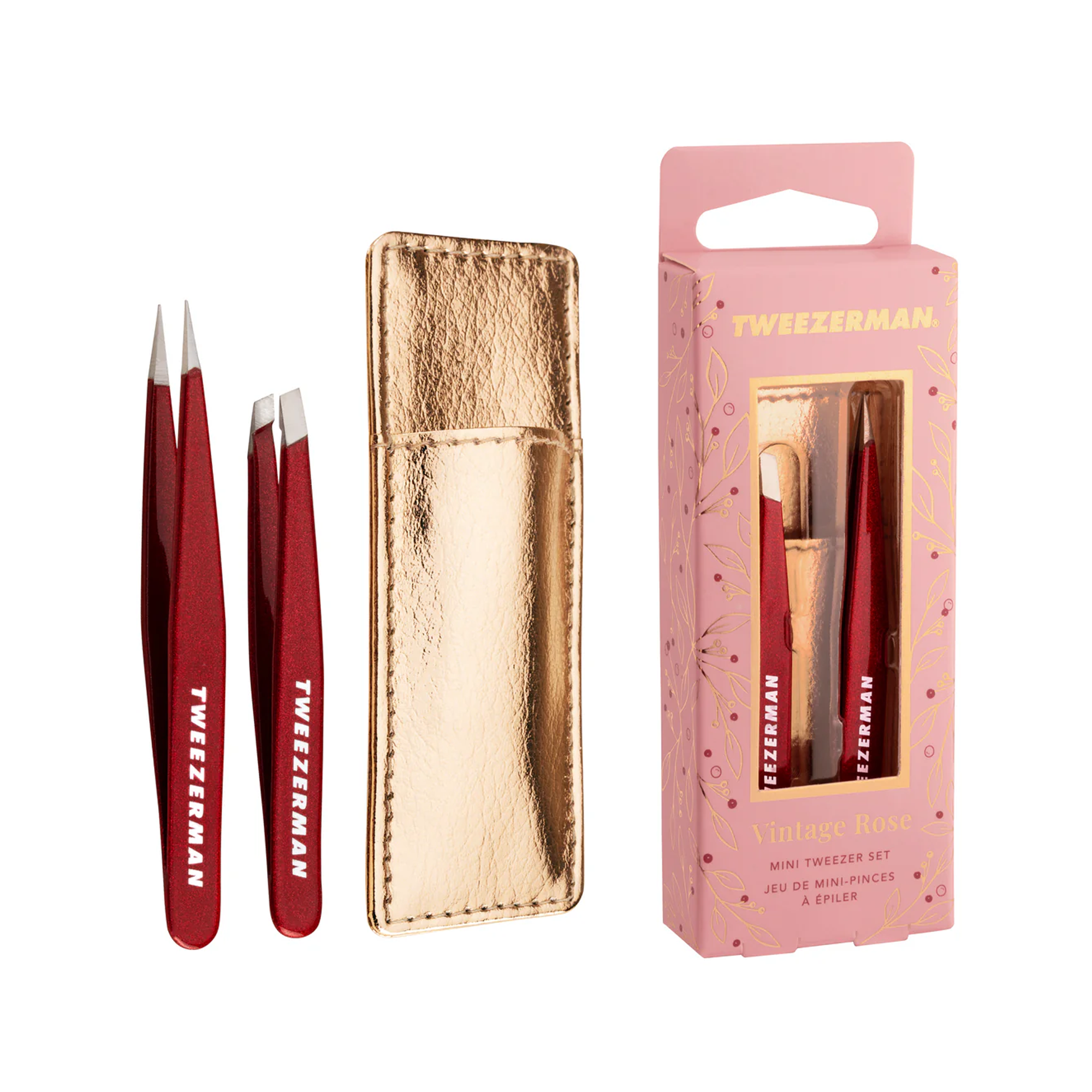Tweezerman Vintage Rose Mini Tweezer Set with Case