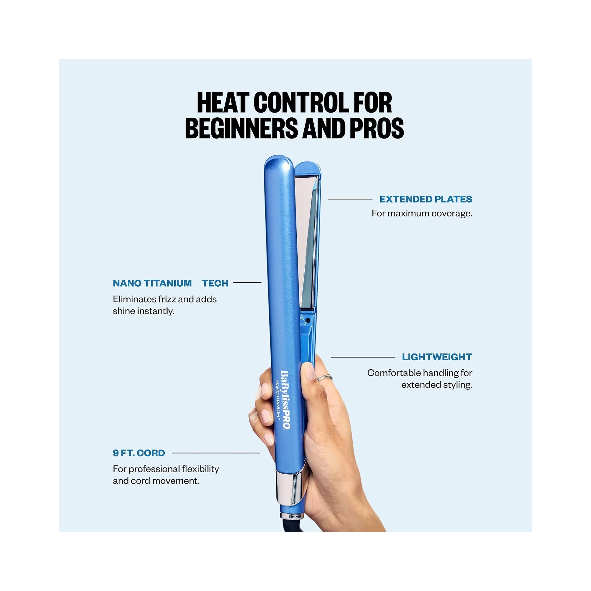 BaBylissPRO® Nano Titanium™ 1" Ultra-Sleek Straightening Iron - Item No. BNT130T / 1 Inch
