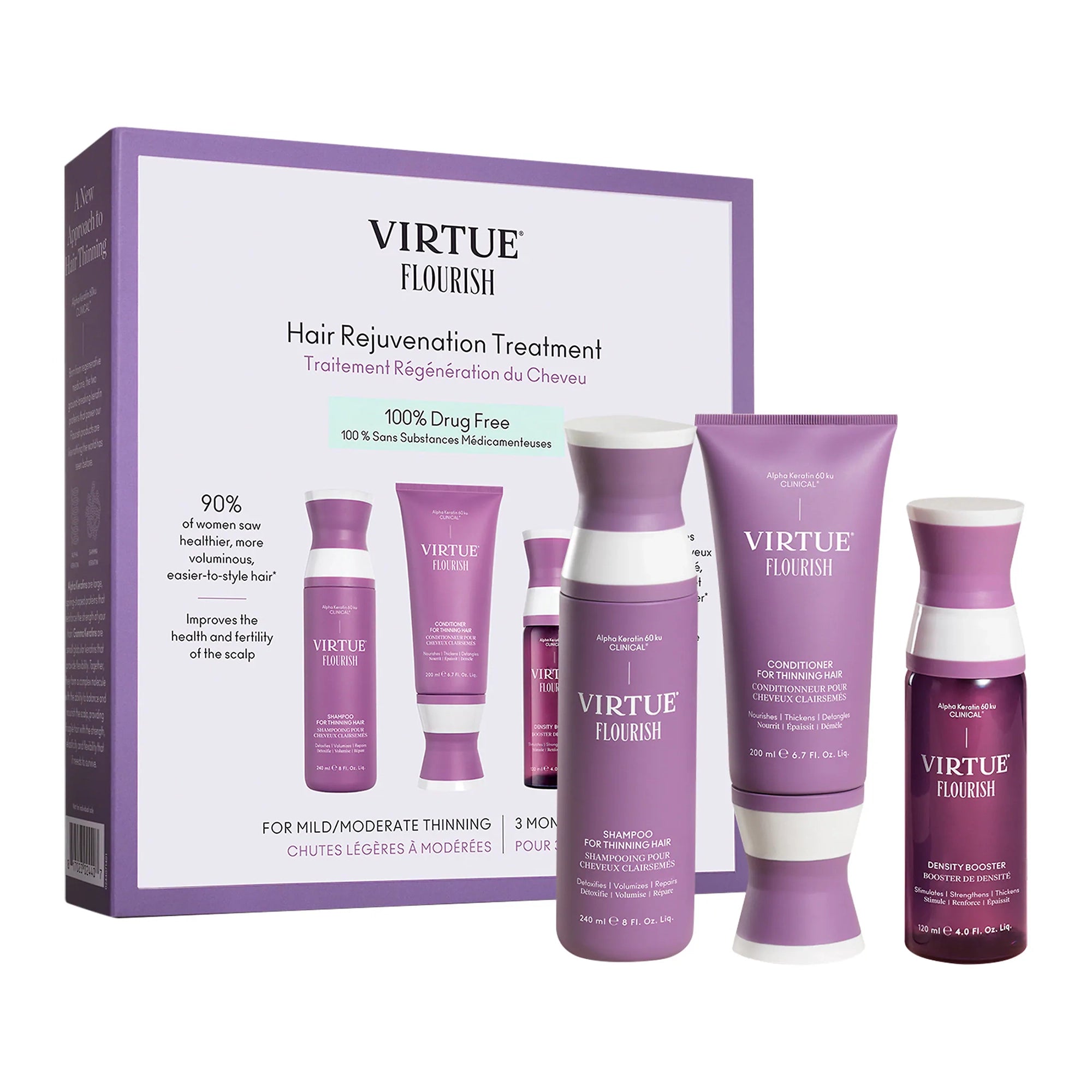 Virtue Flourish Nightly Intensive Hair Rejuvenation Treatment Drug Free 90 Day / KIT