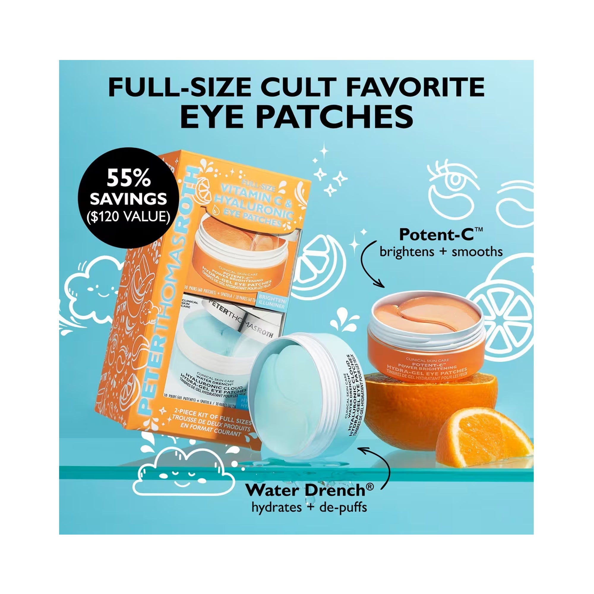 Peter Thomas Roth Full-Size Vitamin C & Hyaluronic Eye Patches 2-Piece Gift Set