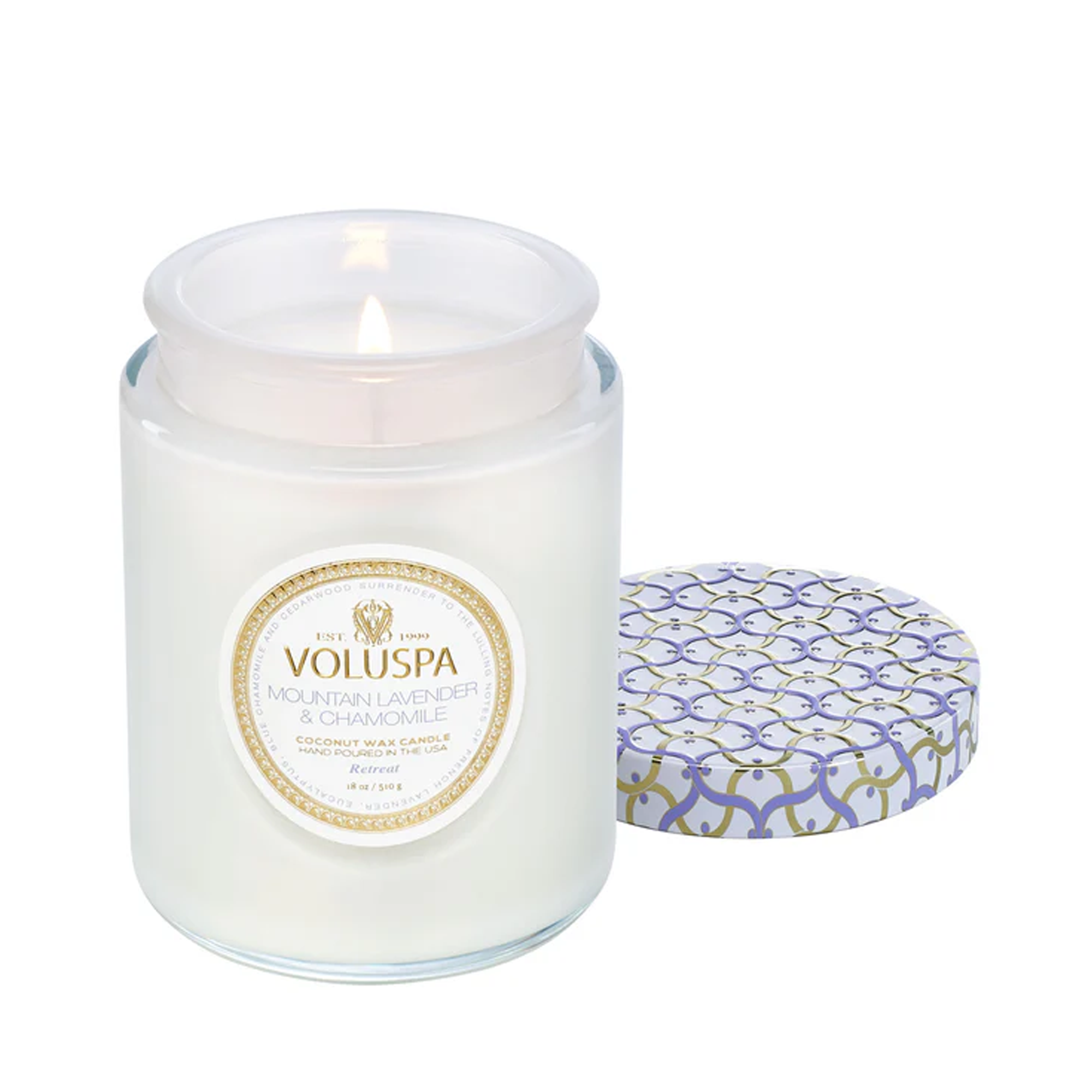 Voluspa_Maison_Blanc_Large_Jar_Candlemountain_lavender_and_chamomile_18_oz / Mountain Lavender & Chamomile