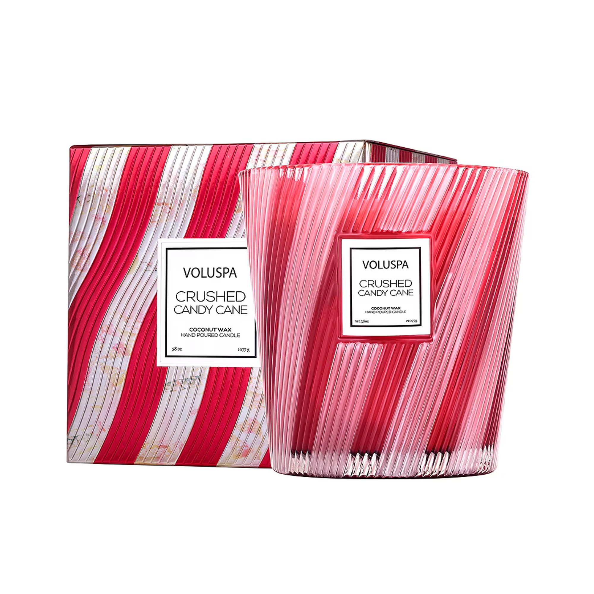 Voluspa Holiday - Crushed Candy Cane 3 Wick Hearth / 3 Wick Hearth