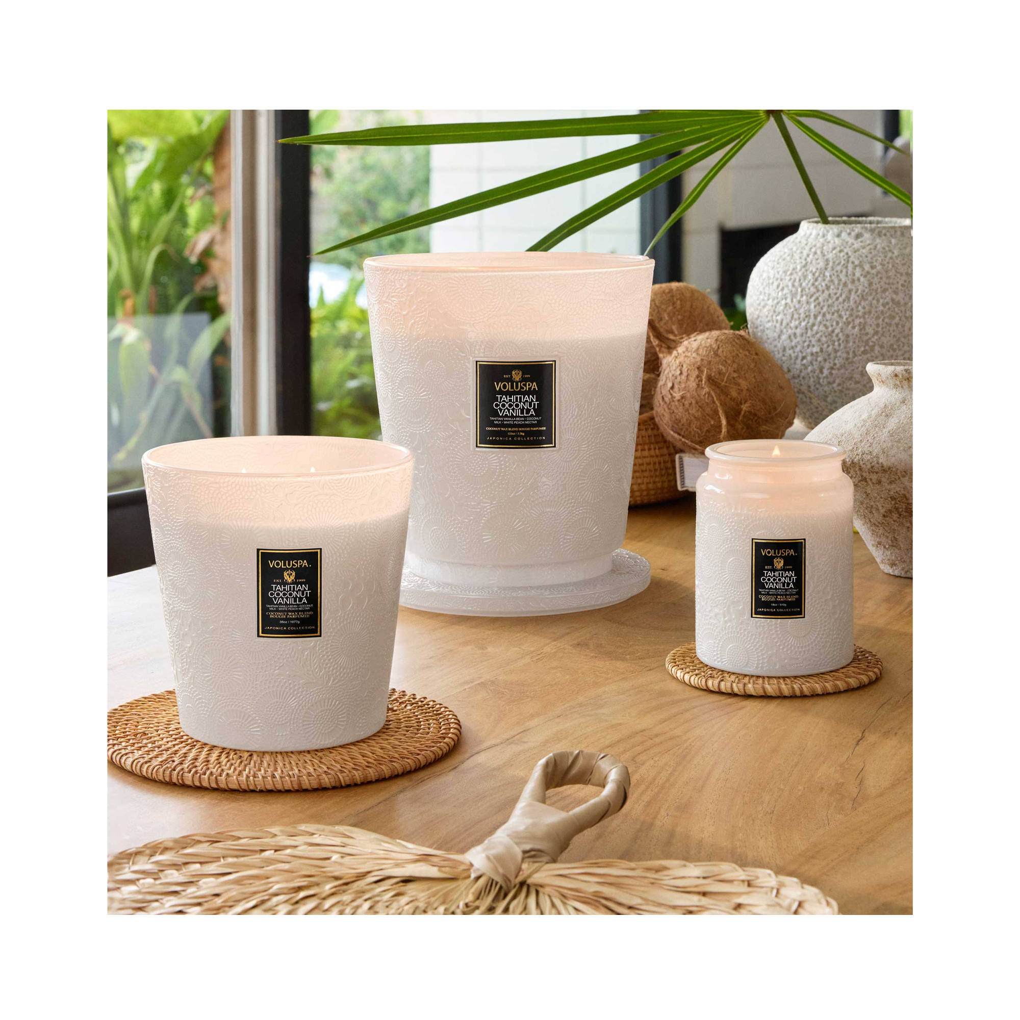 Voluspa Japonica 3 Wick Hearth Candle 38oz Tahitian Coconut Vanilla / Tahitian Coconut Vanilla