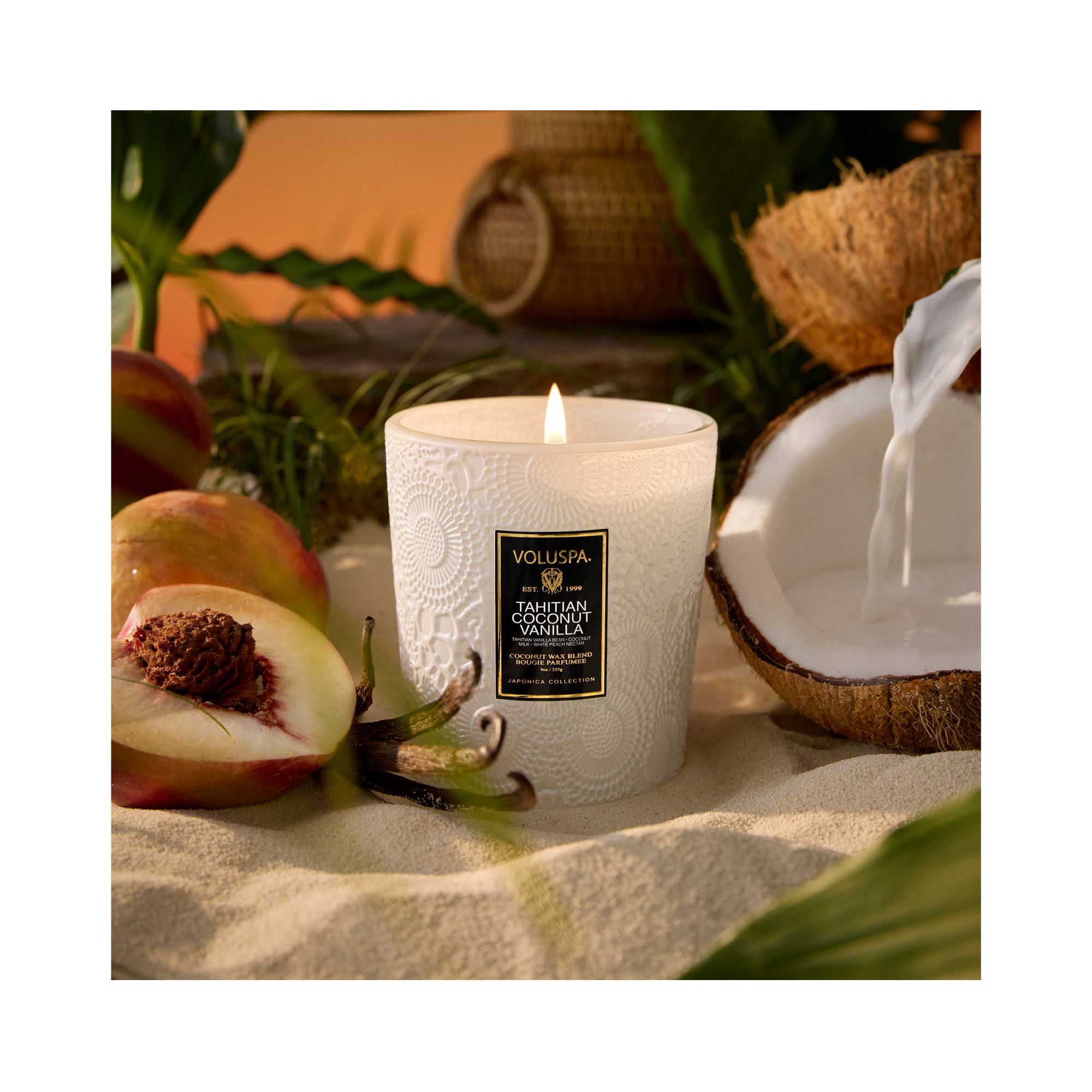 Voluspa Japonica Collection Boxed Classic Candle 9 oz Tahitian Coconut Vanilla / Tahitian Coconut Vanilla