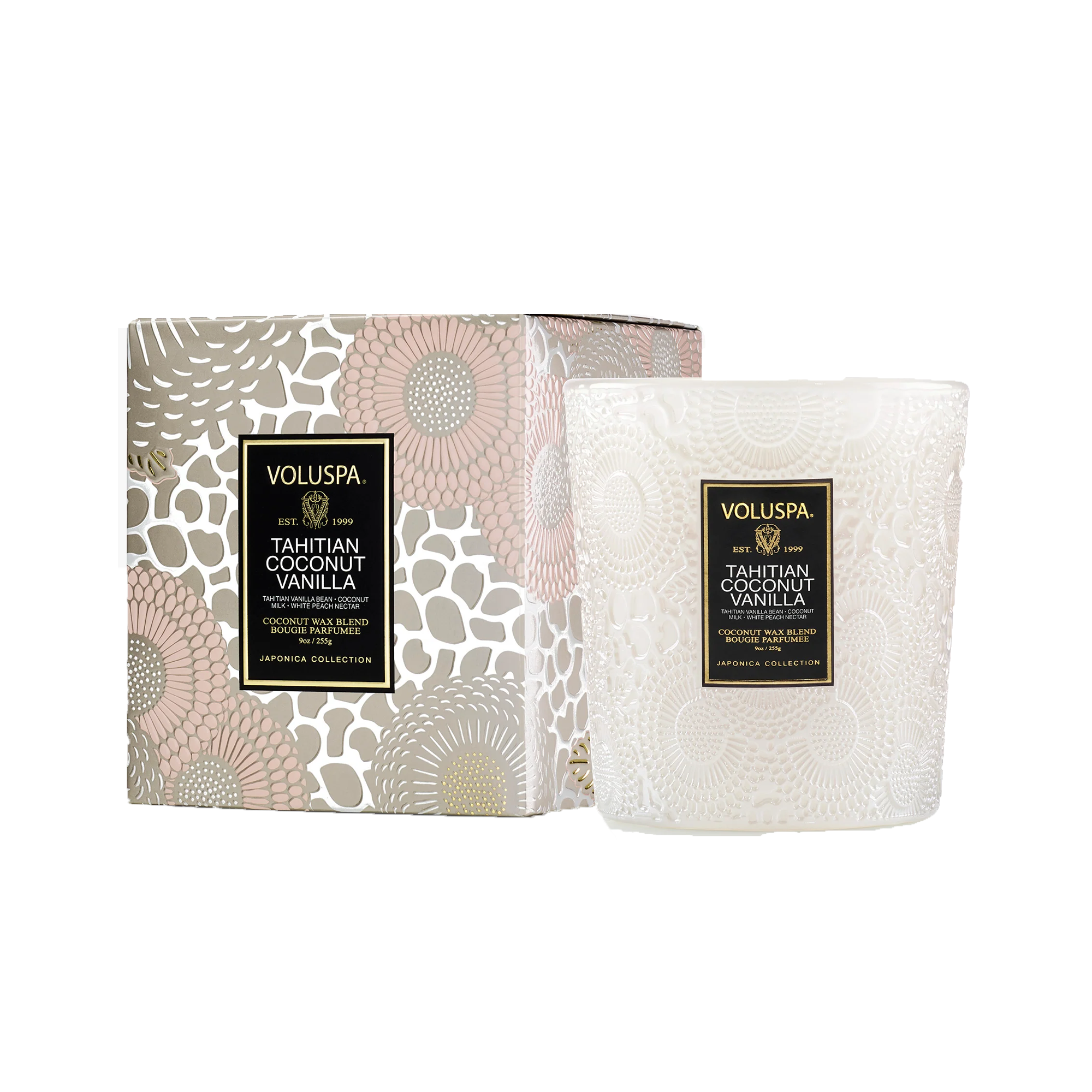 Voluspa Japonica Collection Boxed Classic Candle 9 oz Tahitian Coconut Vanilla / Tahitian Coconut Vanilla