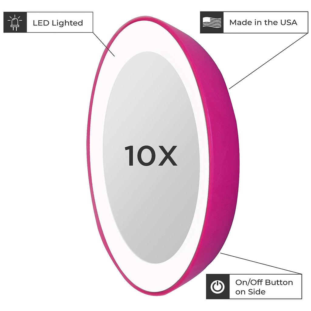 Zadro LED Lighted Spot Travel Mirror in Pink / HOT PINK thumbnail 5