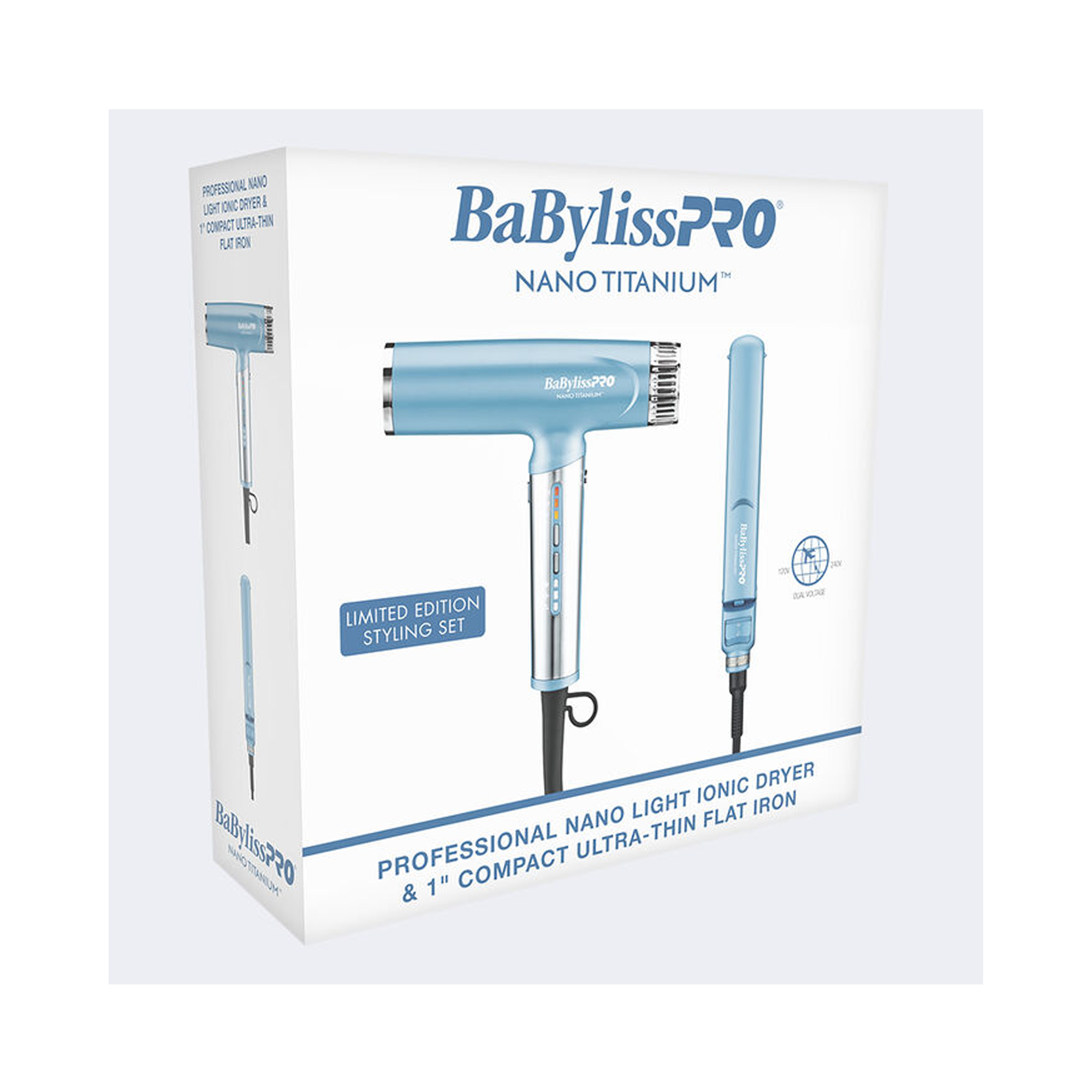 Babyliss Nano Titanium Light Dryer & 1" compact Flat Iron Value Pack BNTPP79-HOL25