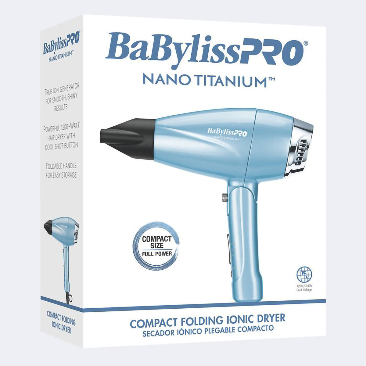 Babyliss Nano Titanium Compact Folding Ionic Dryer BNT910, image 29367517642902