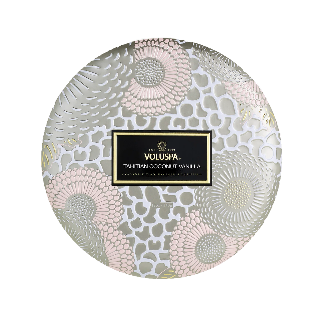 Voluspa Japonica 3 Wick Candle in Decorative Tin Tahitian Coconut Vanilla / Tahitian Coconut Vanilla thumbnail 53