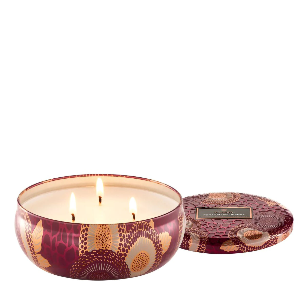 Voluspa Japonica 3 Wick Candle in Decorative Tin / Foraged Wildberry, image 29348132061334