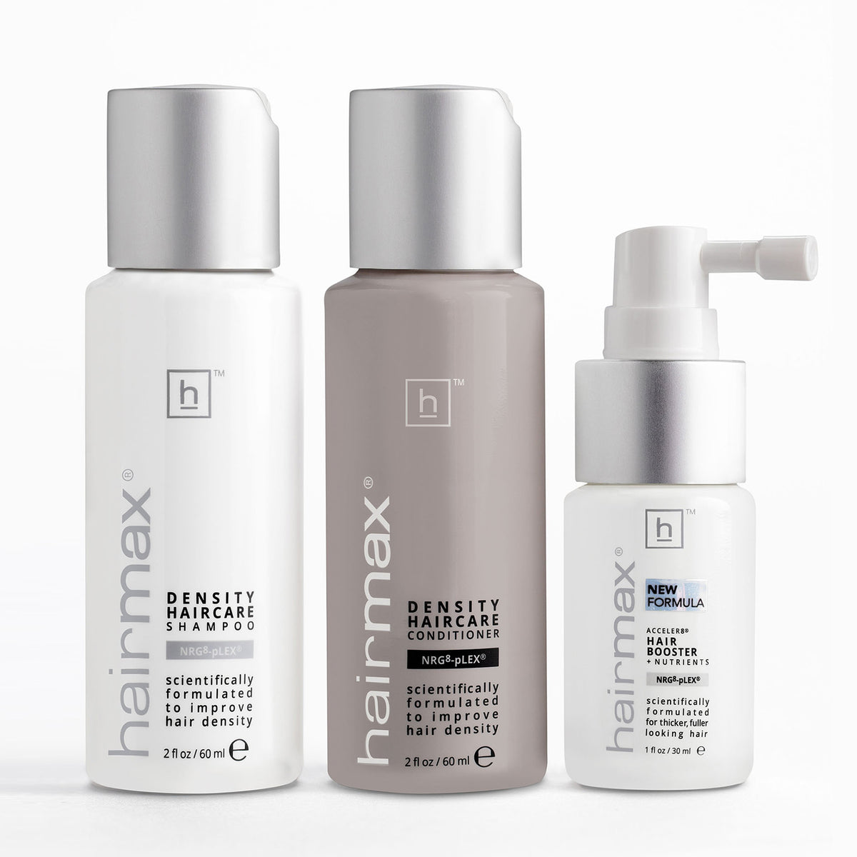 HairMax Density 3pc Starter Kit Shampoo, Conditioner and Acceler8 Hair Booster + Nutrients / Starter