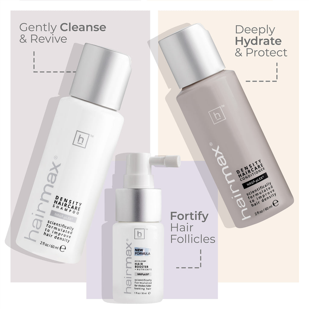 HairMax Density 3pc Starter Kit Shampoo, Conditioner and Acceler8 Hair Booster + Nutrients / Starter thumbnail 3