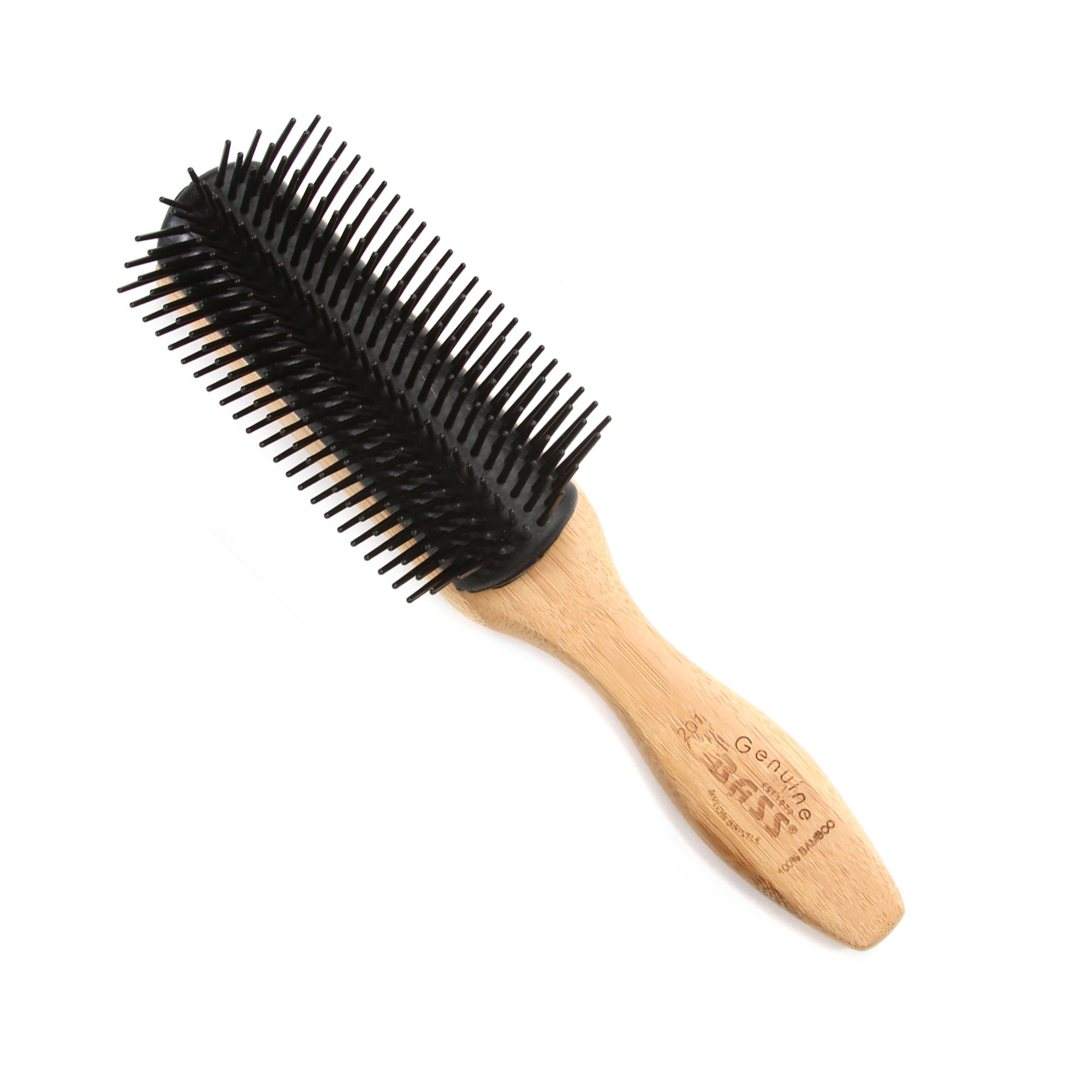 Bass Brushes 201 Jet Black | Classic 9 Row Style Hairbrush with Nylon Pins / 201-JTB
