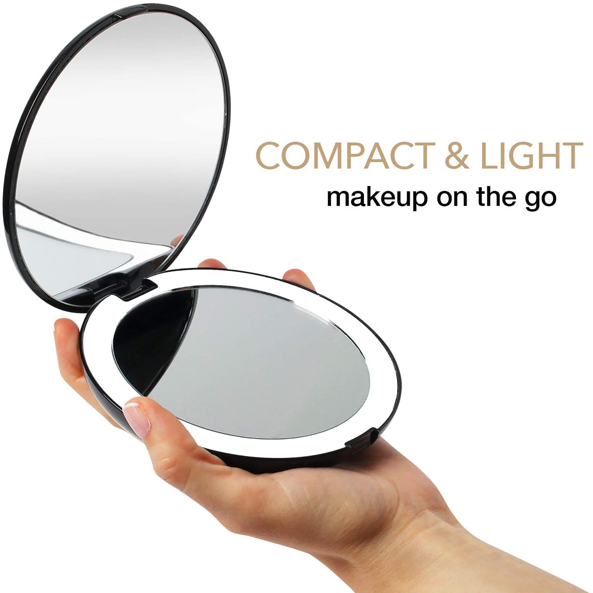 Fancii Lumi 5" Compact Mirror with LED Lights / Black