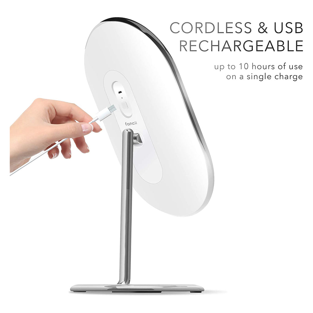 Fancii Vera Rechargeable Vanity Mirror with 3 LED Light Settings / CHROME thumbnail 5