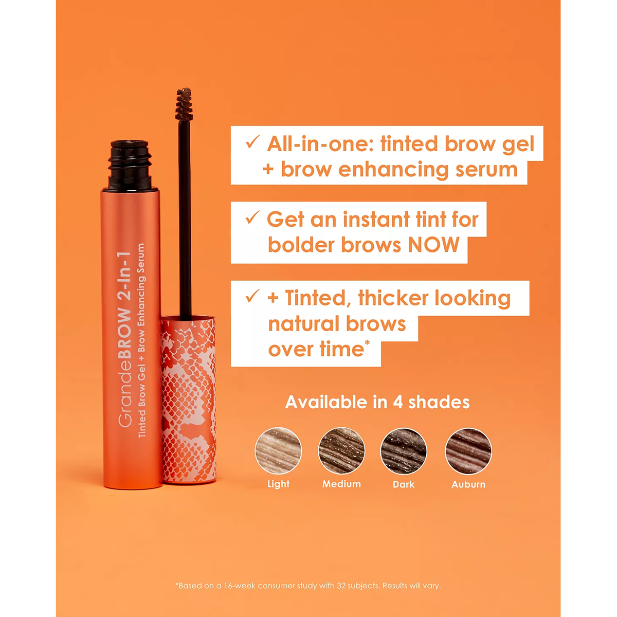 Grande GrandeBrow 2-in-1 Tinted Brow Gel / AUBURN, image 27117002293398