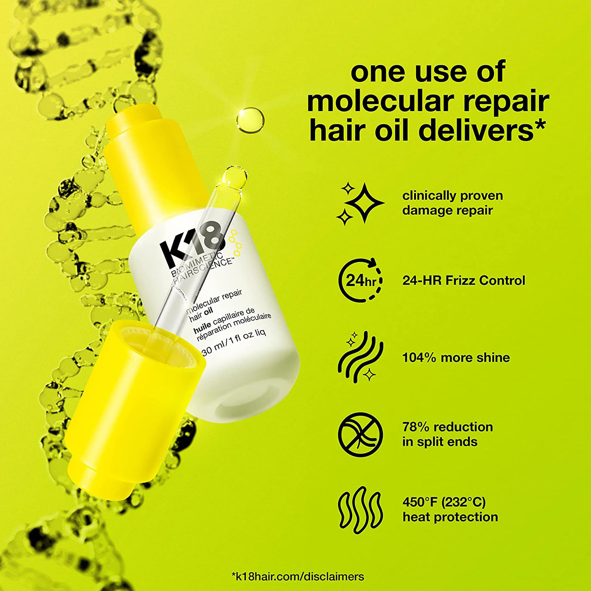 K18 Biomimetic Molecular Repair Hair Oil / 1OZ