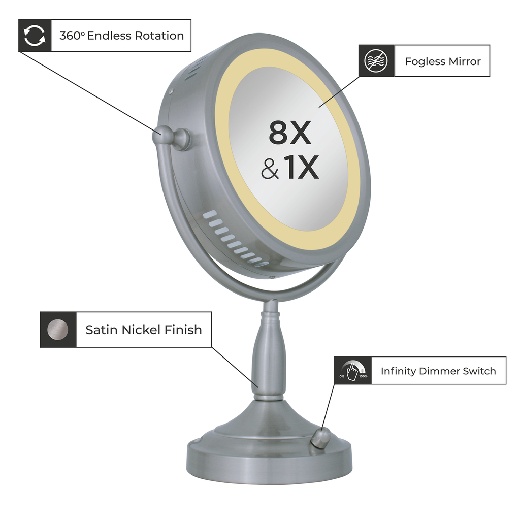 Zadro 11" Round Lighted Dual-Sided Mirror 8X/1X thumbnail 2