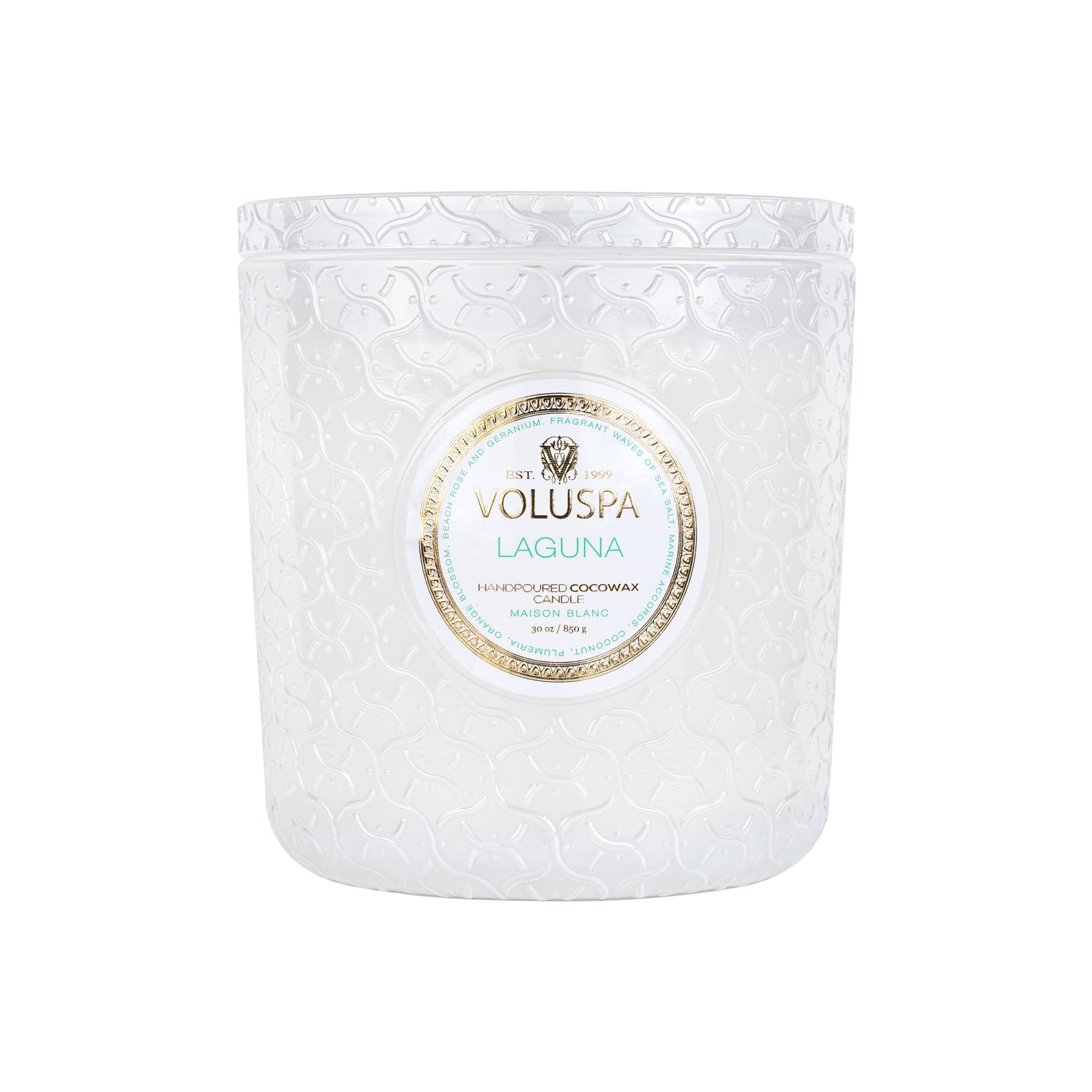 Voluspa Blanc Lux Candle 30 oz ~ burn time 80hrs / LAGUNA
