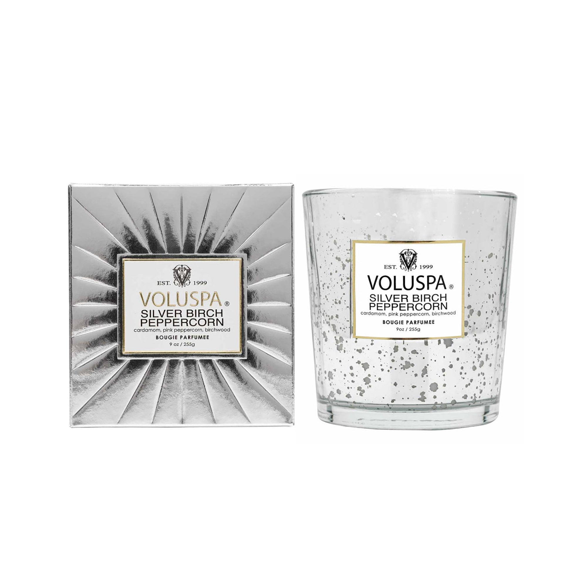 Voluspa Vermeil Classic Candle / Silver Birch Peppercorn