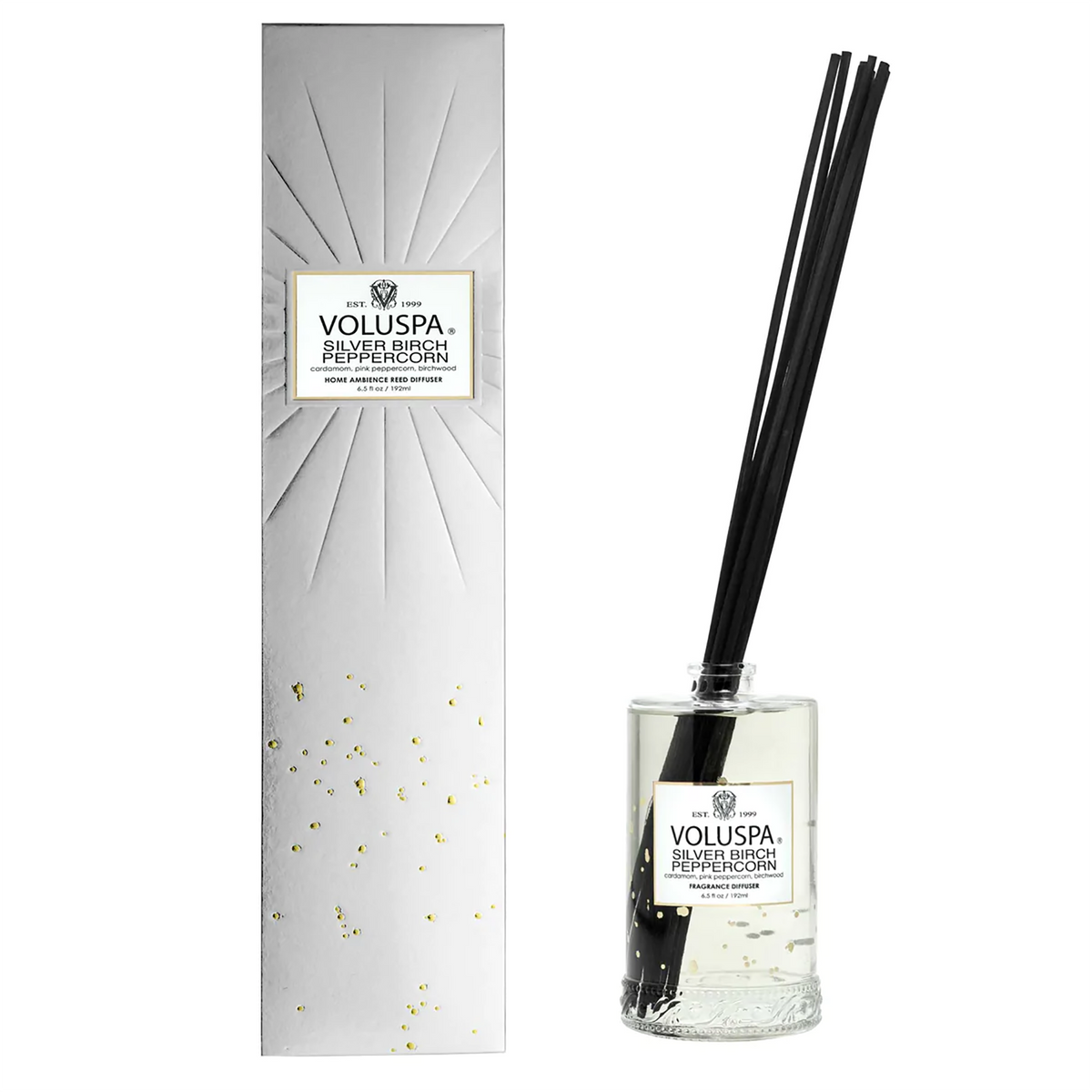 Voluspa Vermeil Fragrant Oil & Rattan Diffuser / Silver Birch Peppercorn, image 26874224214166