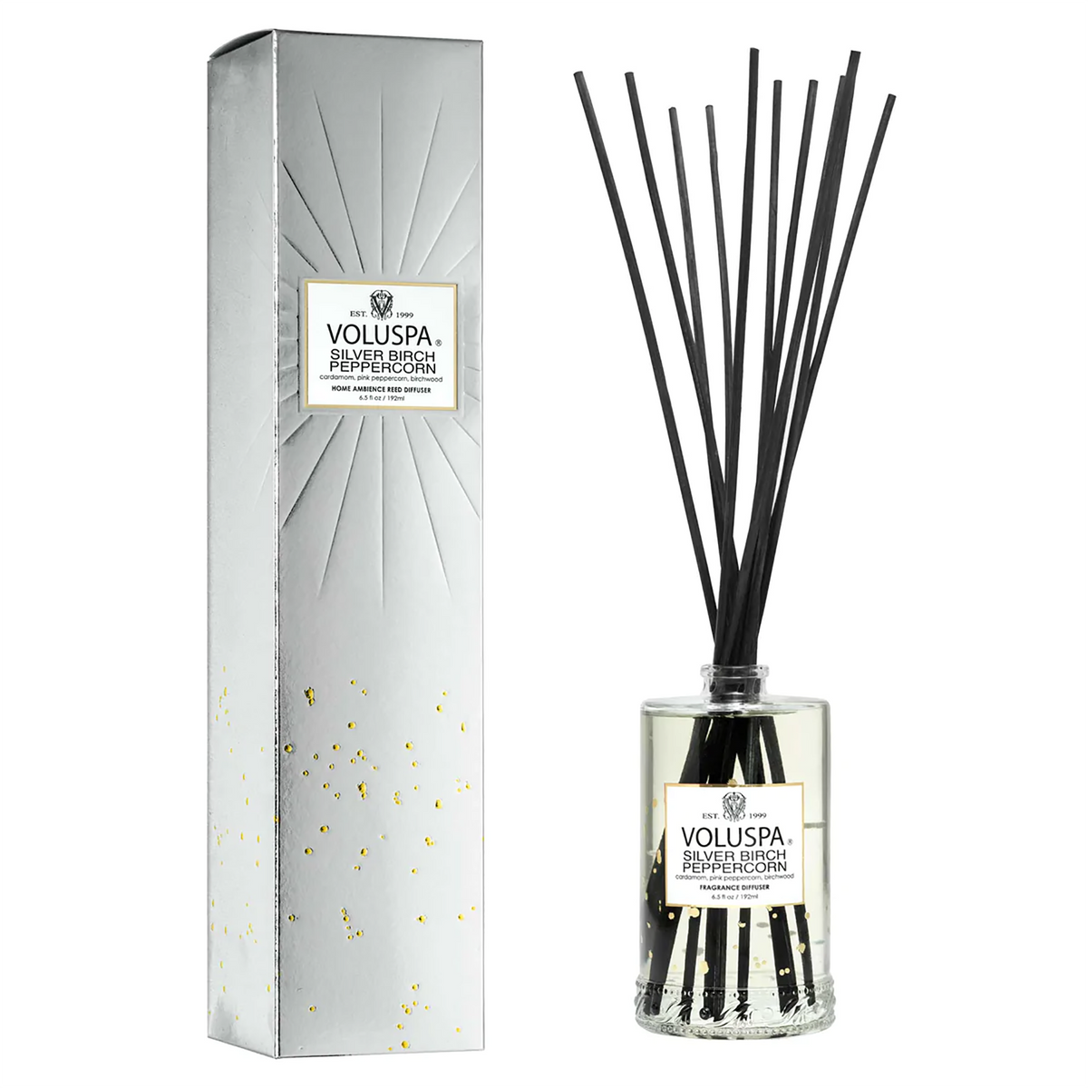 Voluspa Vermeil Fragrant Oil & Rattan Diffuser / Silver Birch Peppercorn, image 26874224246934