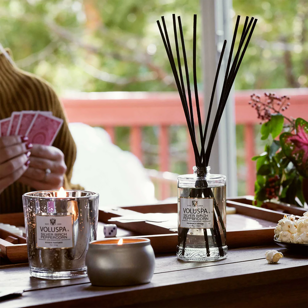 Voluspa Vermeil Fragrant Oil & Rattan Diffuser / Silver Birch Peppercorn thumbnail 18
