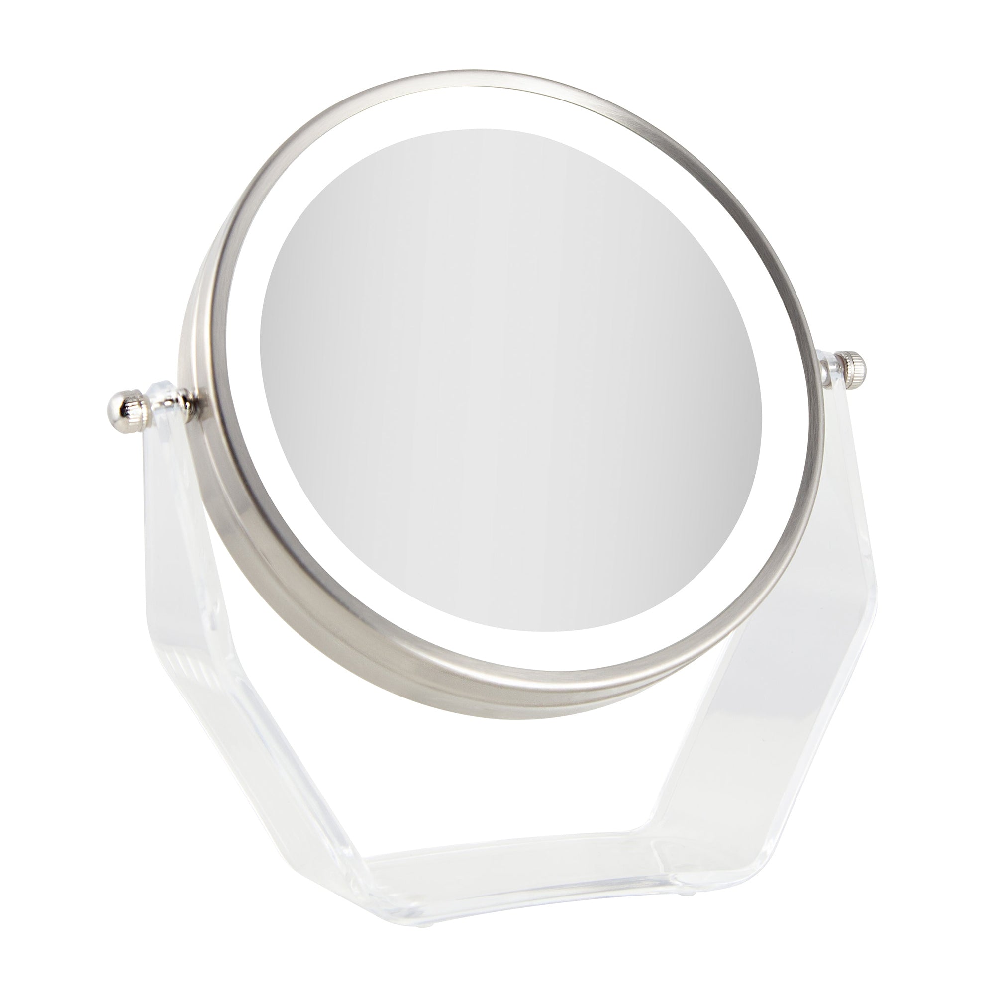 Zadro 7.75" Round LED Acrylic Swivel Mirror 8X/1X / SATIN NICKEL