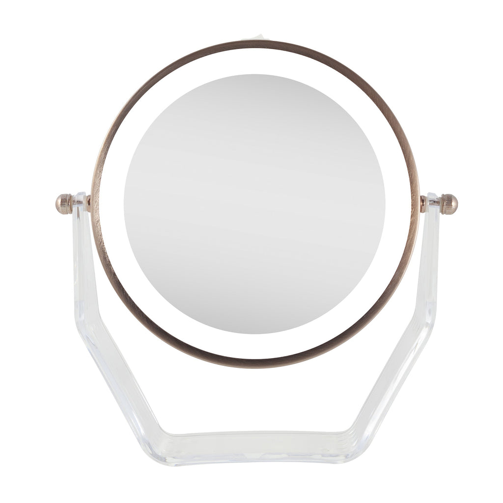 Zadro 7.75" Round LED Acrylic Swivel Mirror 8X/1X / ROSE GOLD thumbnail 1