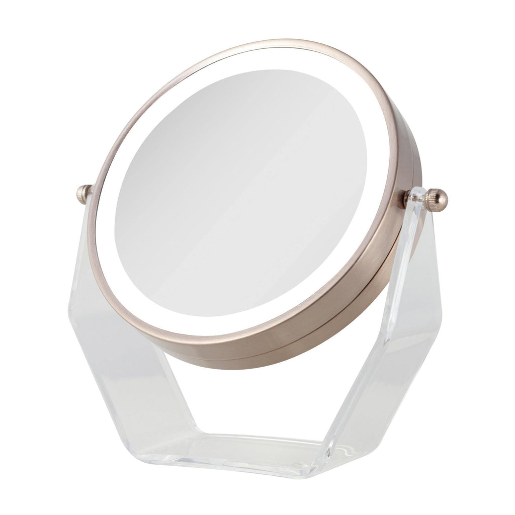 Zadro 7.75" Round LED Acrylic Swivel Mirror 8X/1X / ROSE GOLD thumbnail 2