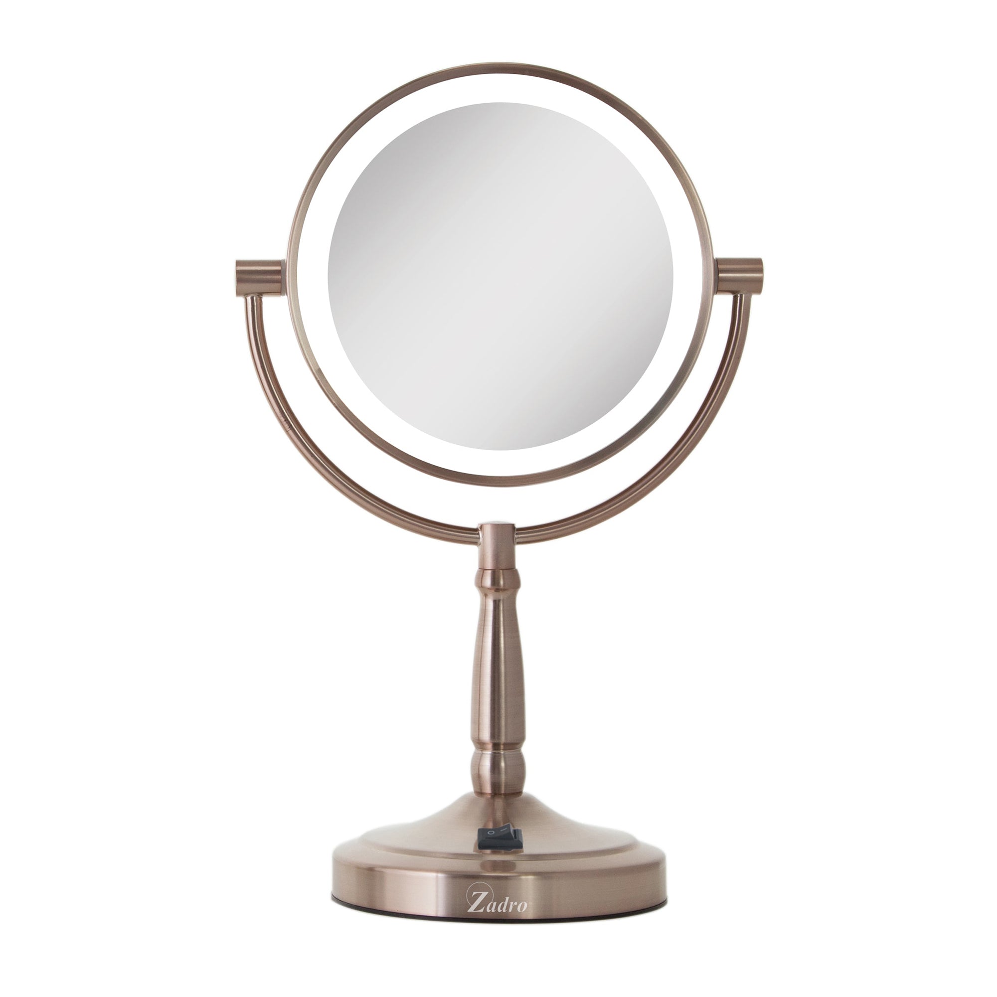 Zadro 9" Round LED Cordless Dual-Sided Mirror 10X/1X / ROSE GOLD