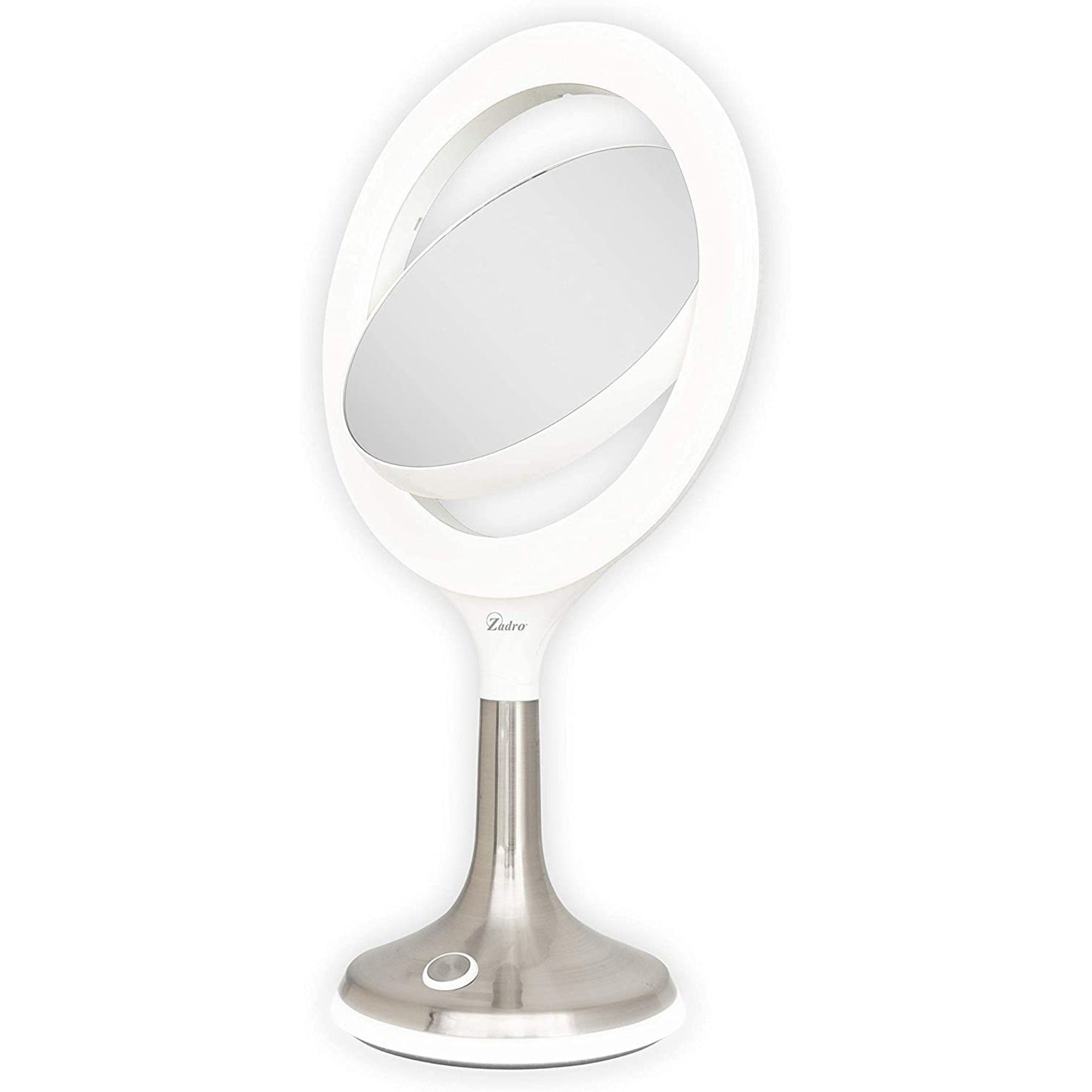 Zadro SOLANA 9.75" Round Ultra Bright Ring LED Vanity Mirror 8X/1X / SATIN NICKEL