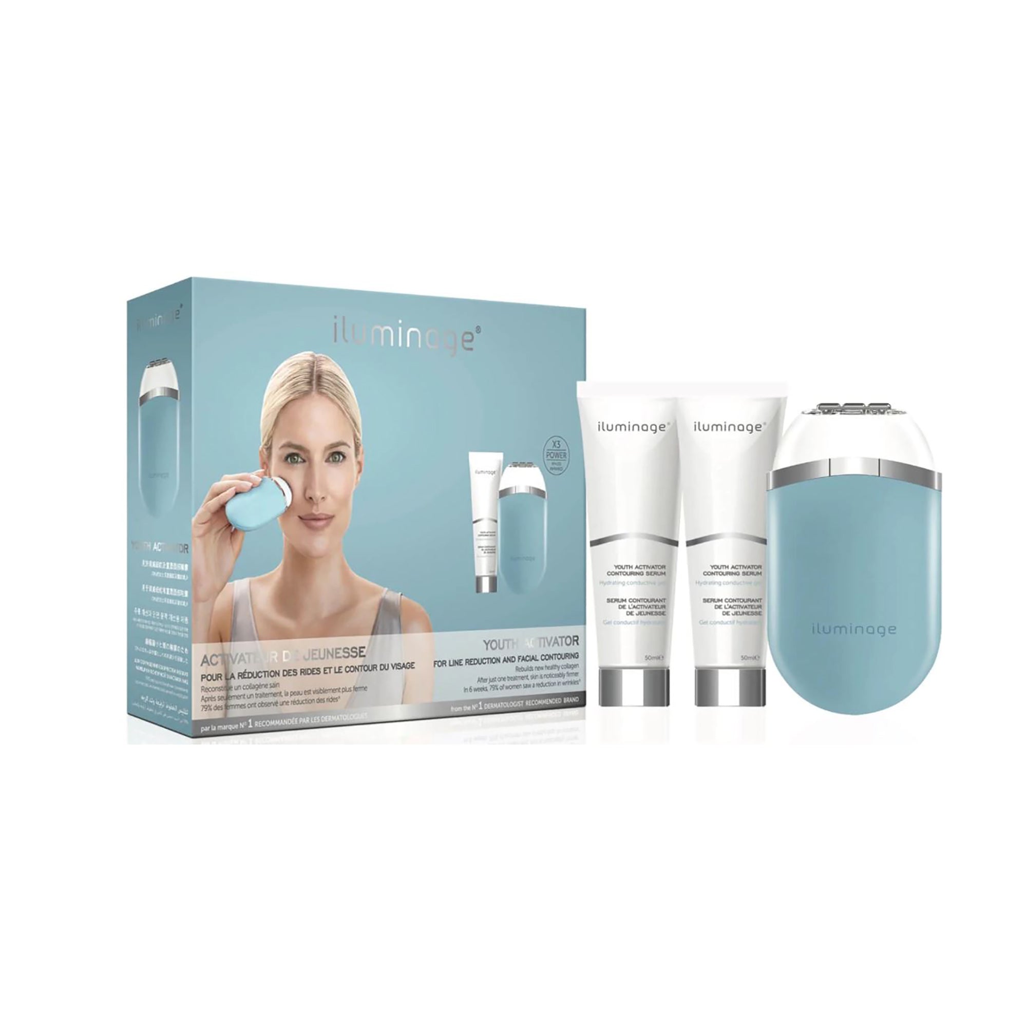 Beauty Ora Iluminage Youth Activator Infrared LED & Radio Frequency Anti-Aging Device - w/ 2 Youth Activator Contouring Serums