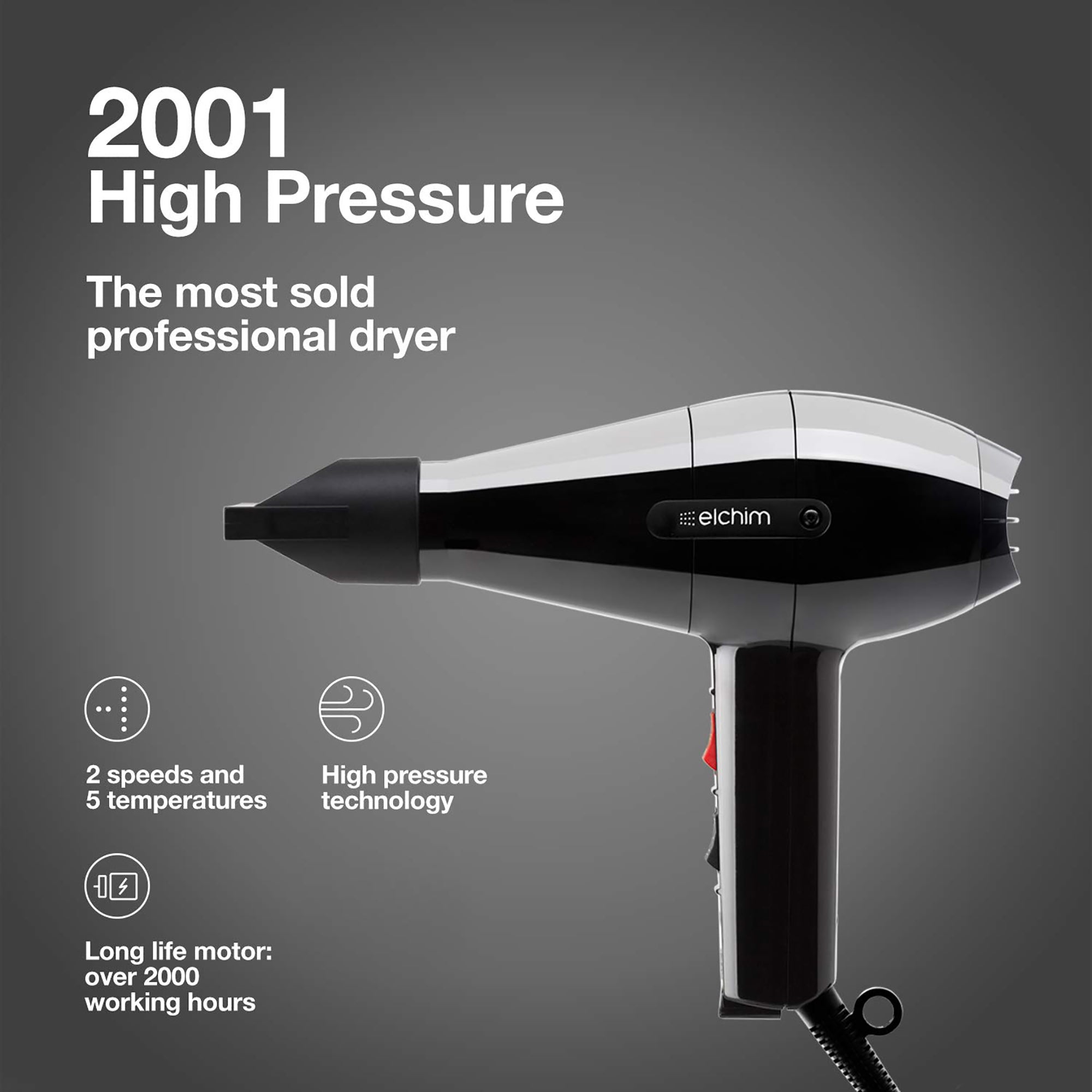 Elchim Dryer 2001 High Pressure Black / 2001