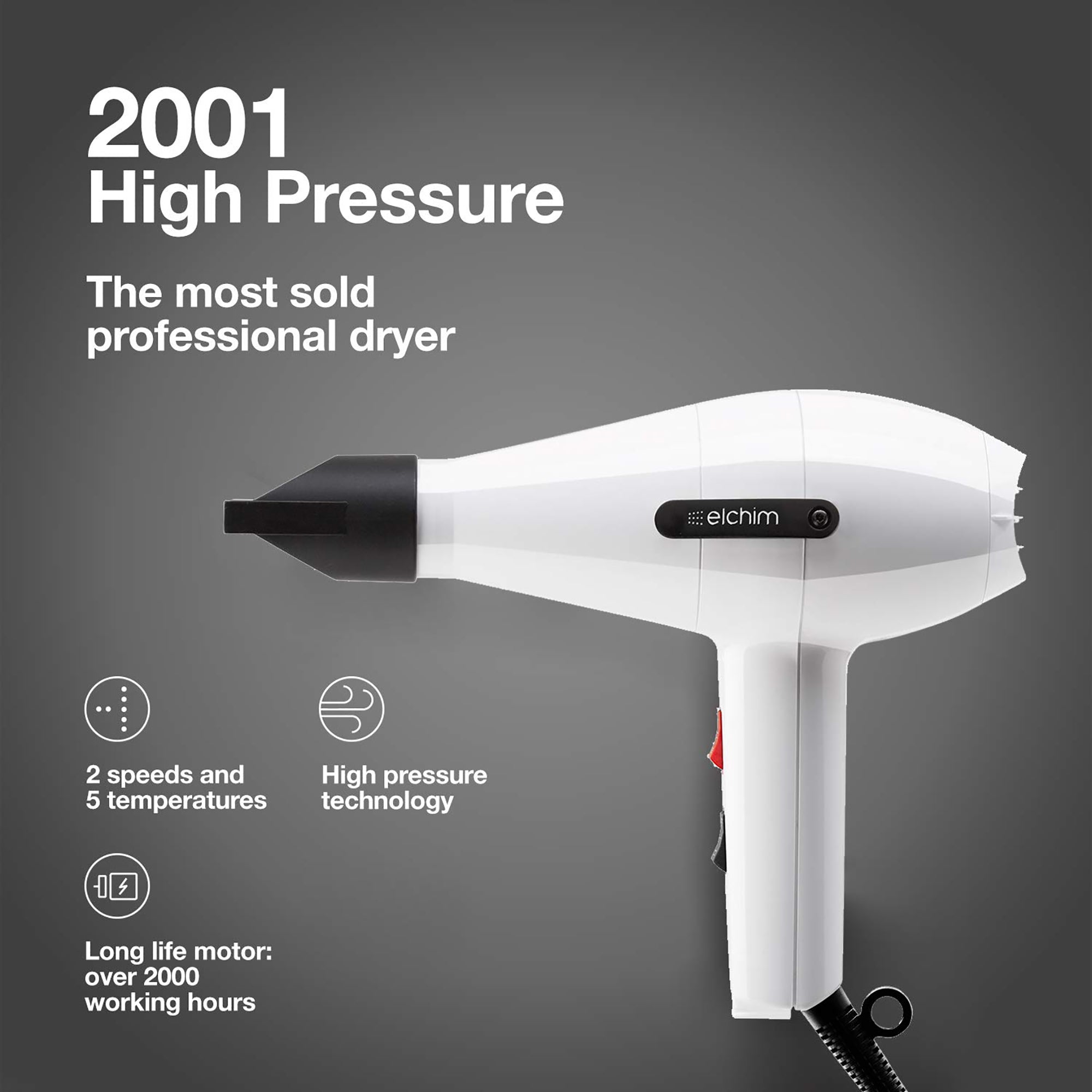 Elchim Dryer 2001 High Pressure White
