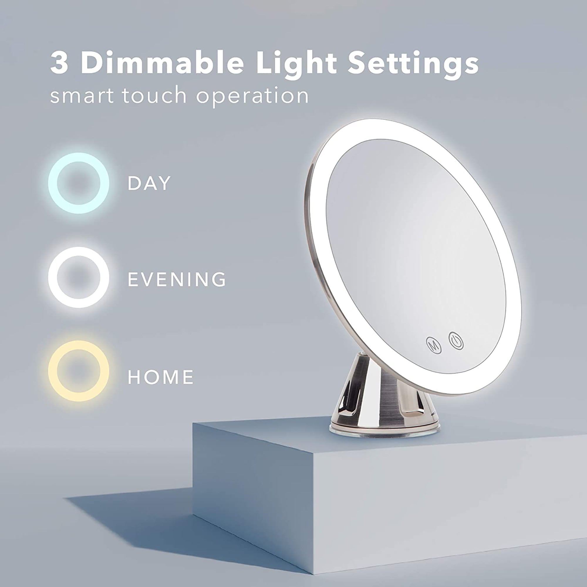 Fancii Lana Rechargeable 10x Magnifying Mirror with 3 Light Settings / CHROME