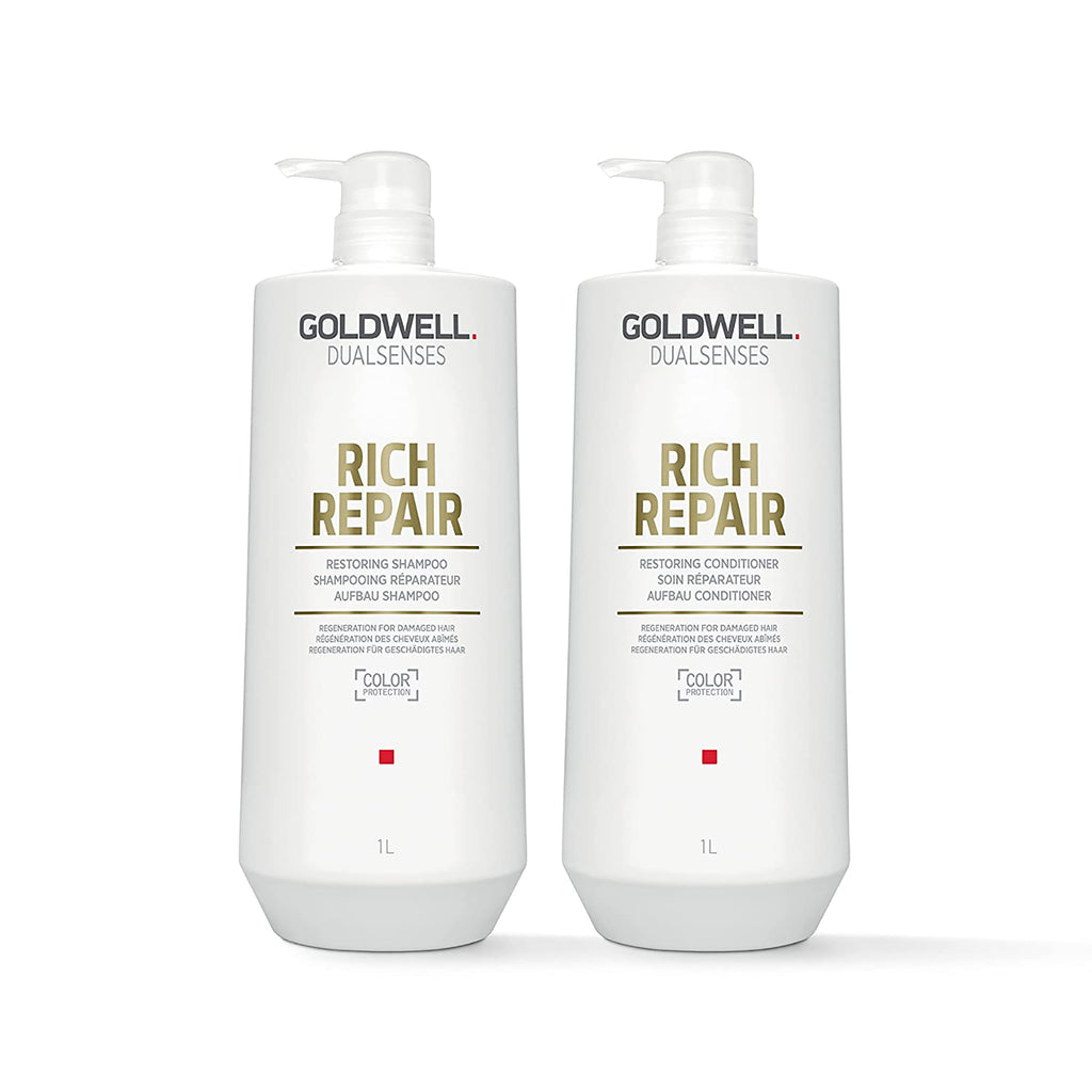 Goldwell Rich Repair Restoring Shampoo & Conditioner Duo - Liter ($85 Value) / 33.8OZ thumbnail 1