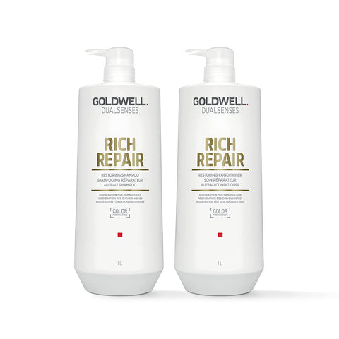 Goldwell Rich Repair Restoring Shampoo & Conditioner Duo - Liter ($85 Value) / 33.8OZ